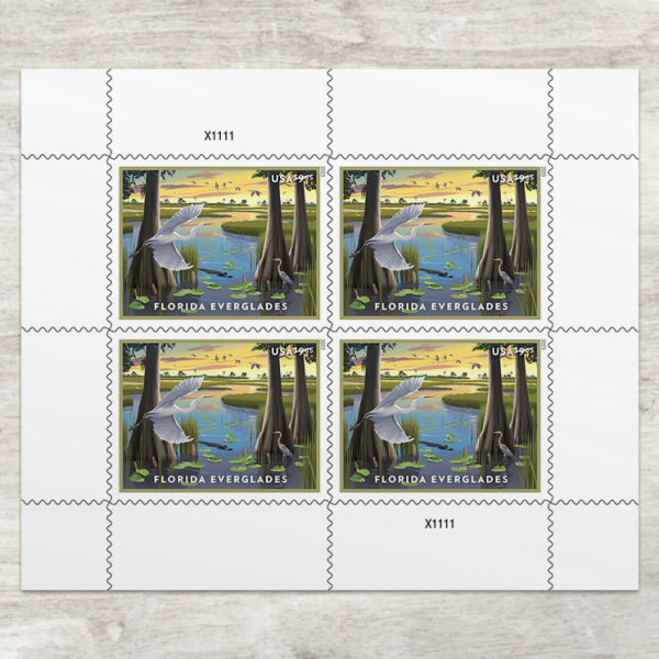 Florida Everglades Priority Mail stamp pane of four Main image