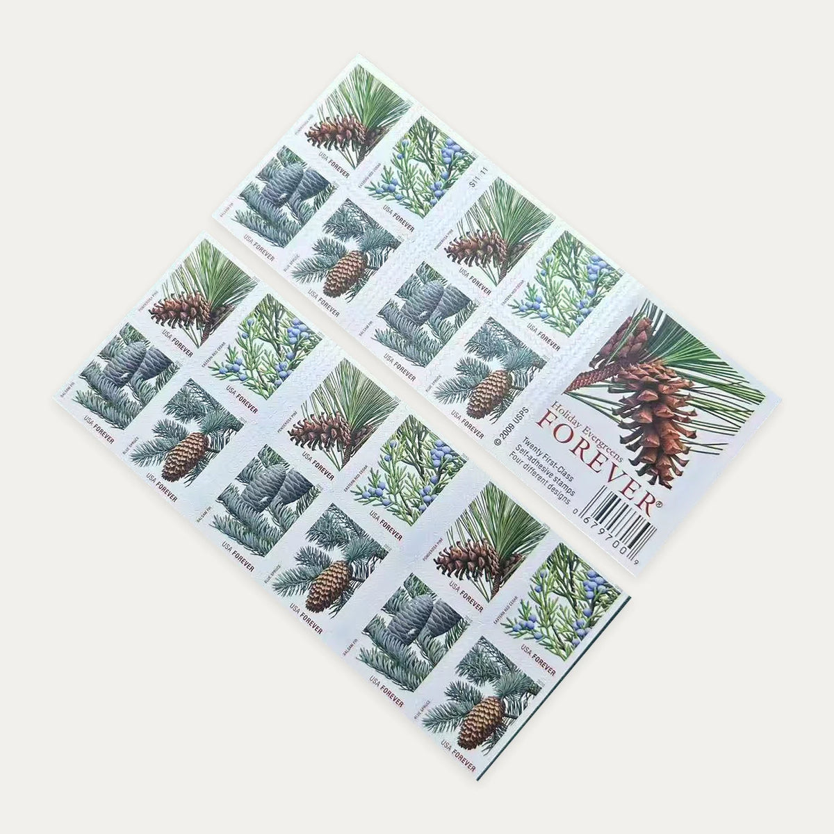 2010 Holiday Evergreens Forever stamp booklets