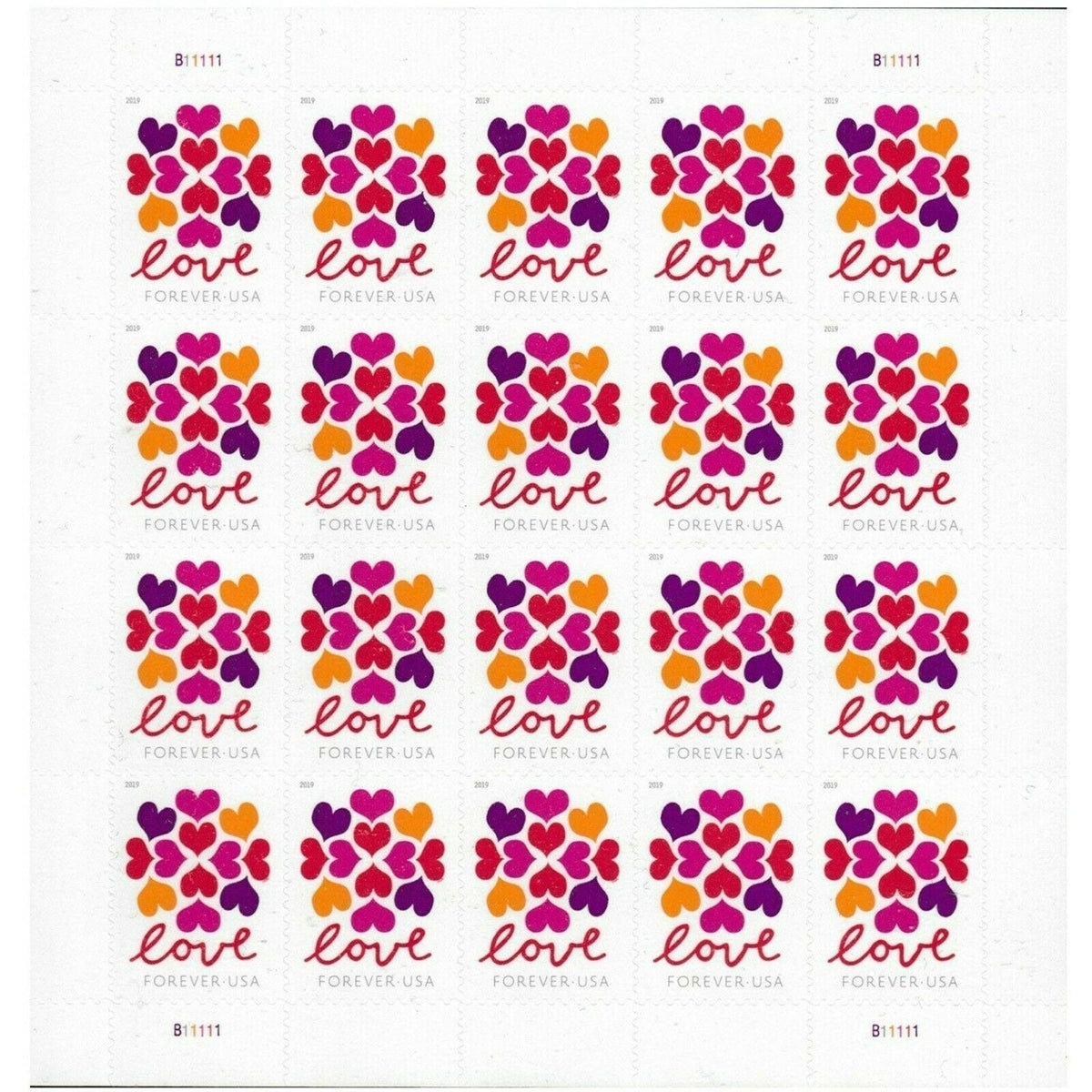 2019 Love Hearts Blossom Forever stamp sheet Main image