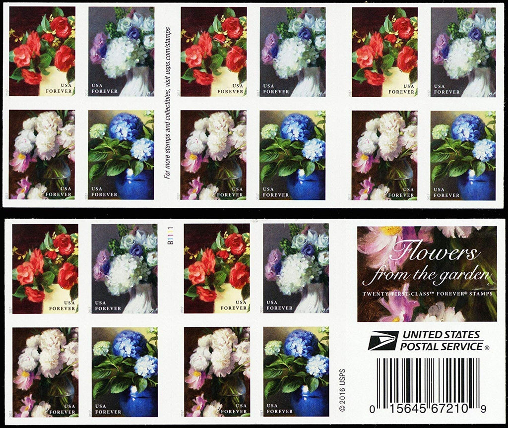 2016 Flowers from the Garden Forever stamp booklet and stamp sheets