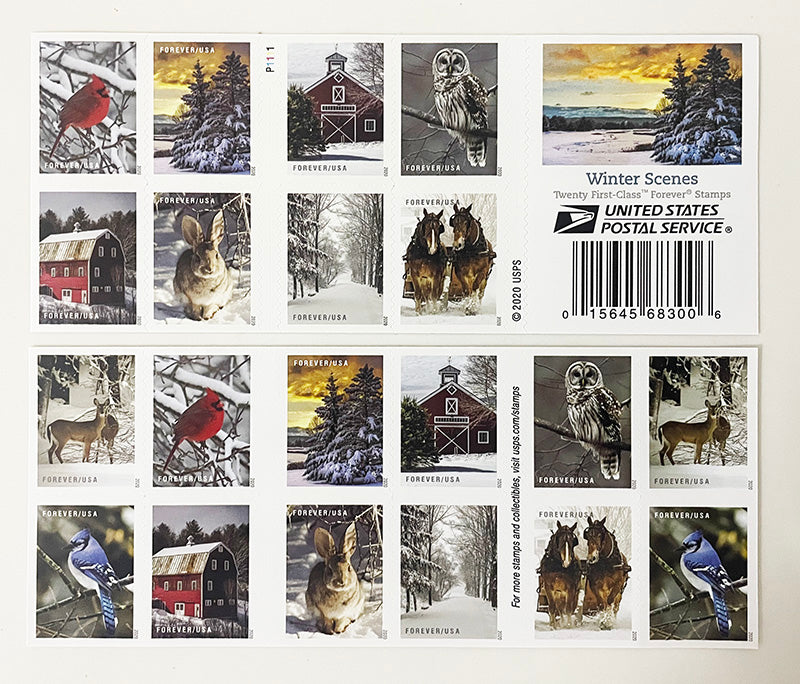 Winter Scenes Forever stamp booklet pane
