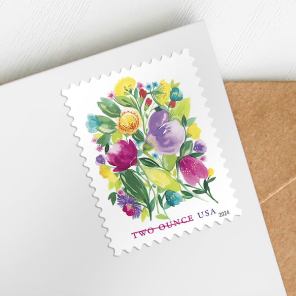 Wedding Blooms two-ounce stamp on an envelope