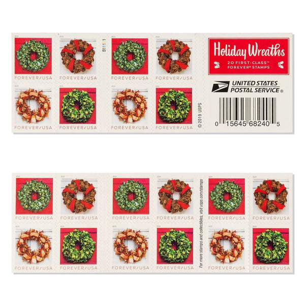 Holiday Wreaths Forever stamp booklet