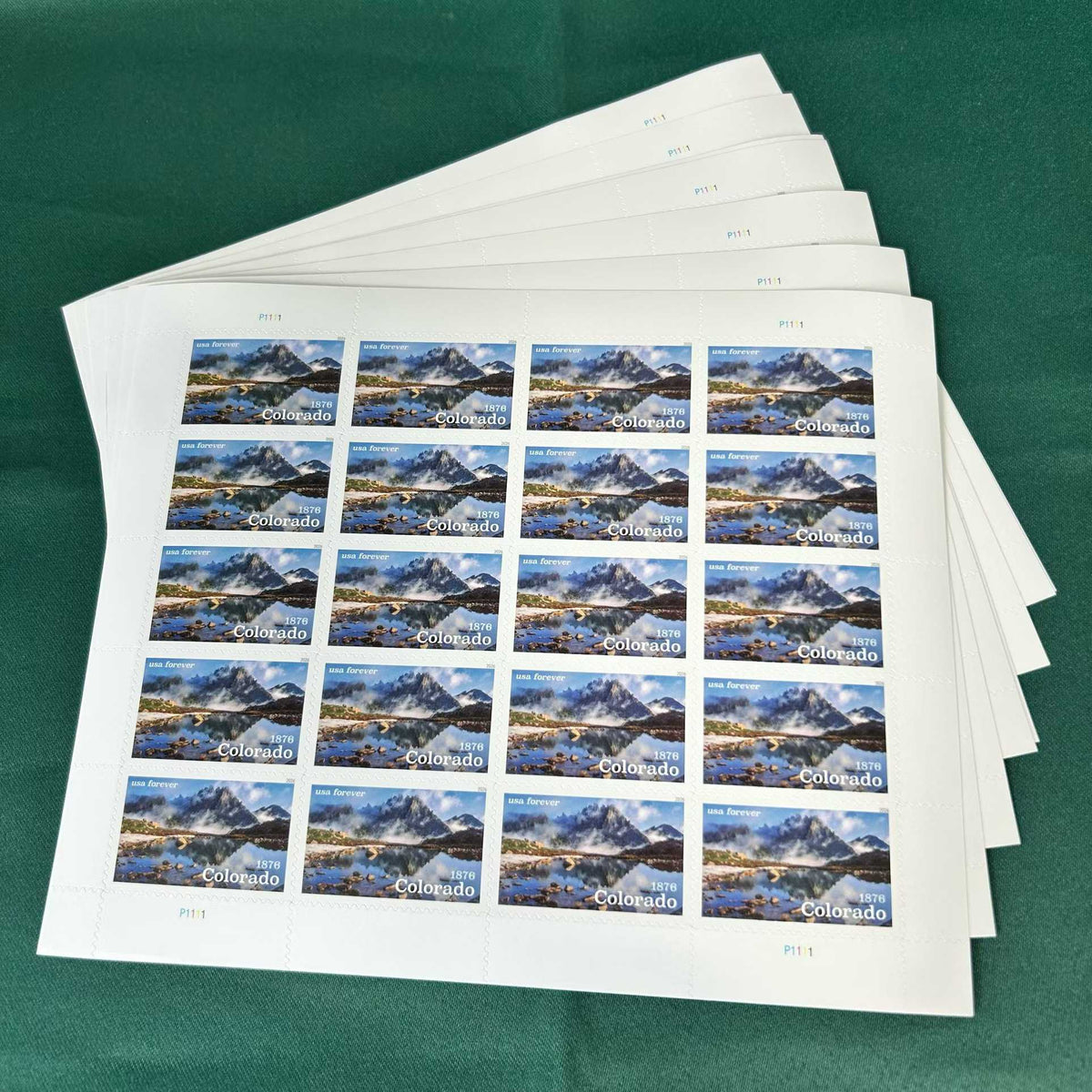 Stacked 2026 Colorado Statehood Forever stamp sheets