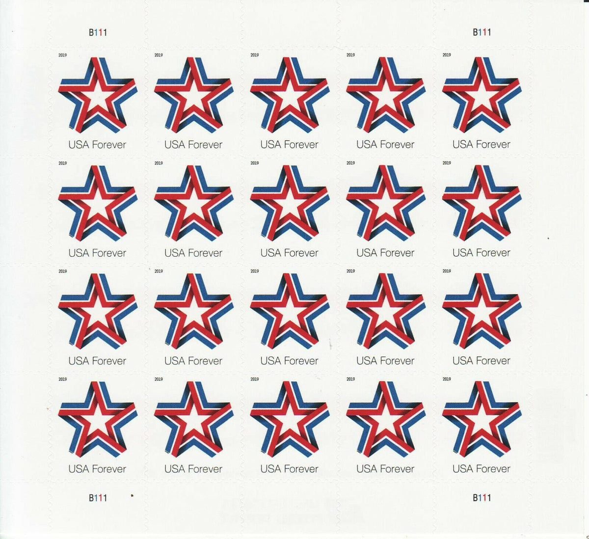Star Ribbon Forever stamp sheet Main image
