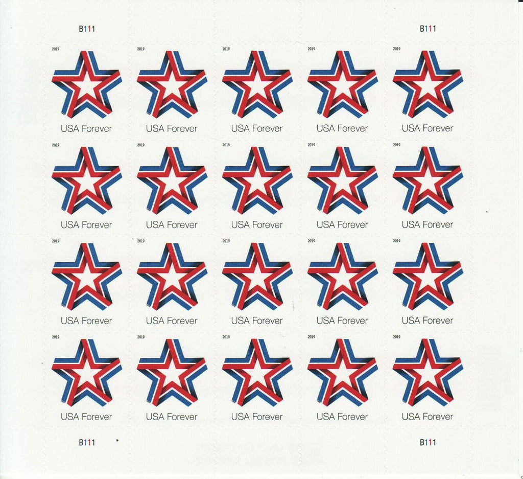 Star Ribbon Forever stamp sheet