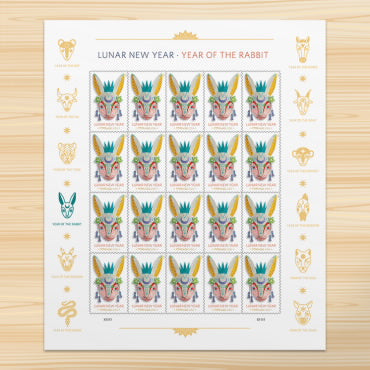 Year of the Rabbit Lunar New Year Forever stamp sheet