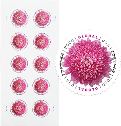 Global Chrysanthemum international stamp strip and single stamp
