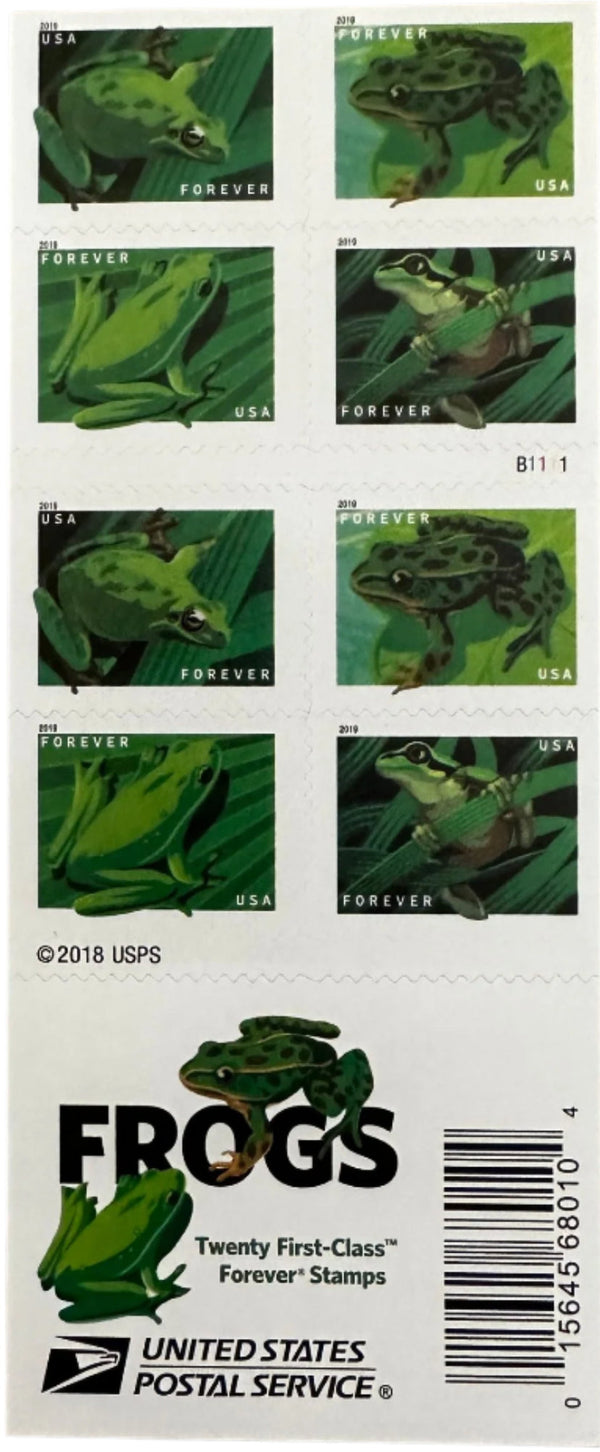 Frogs stamp booklet front and back