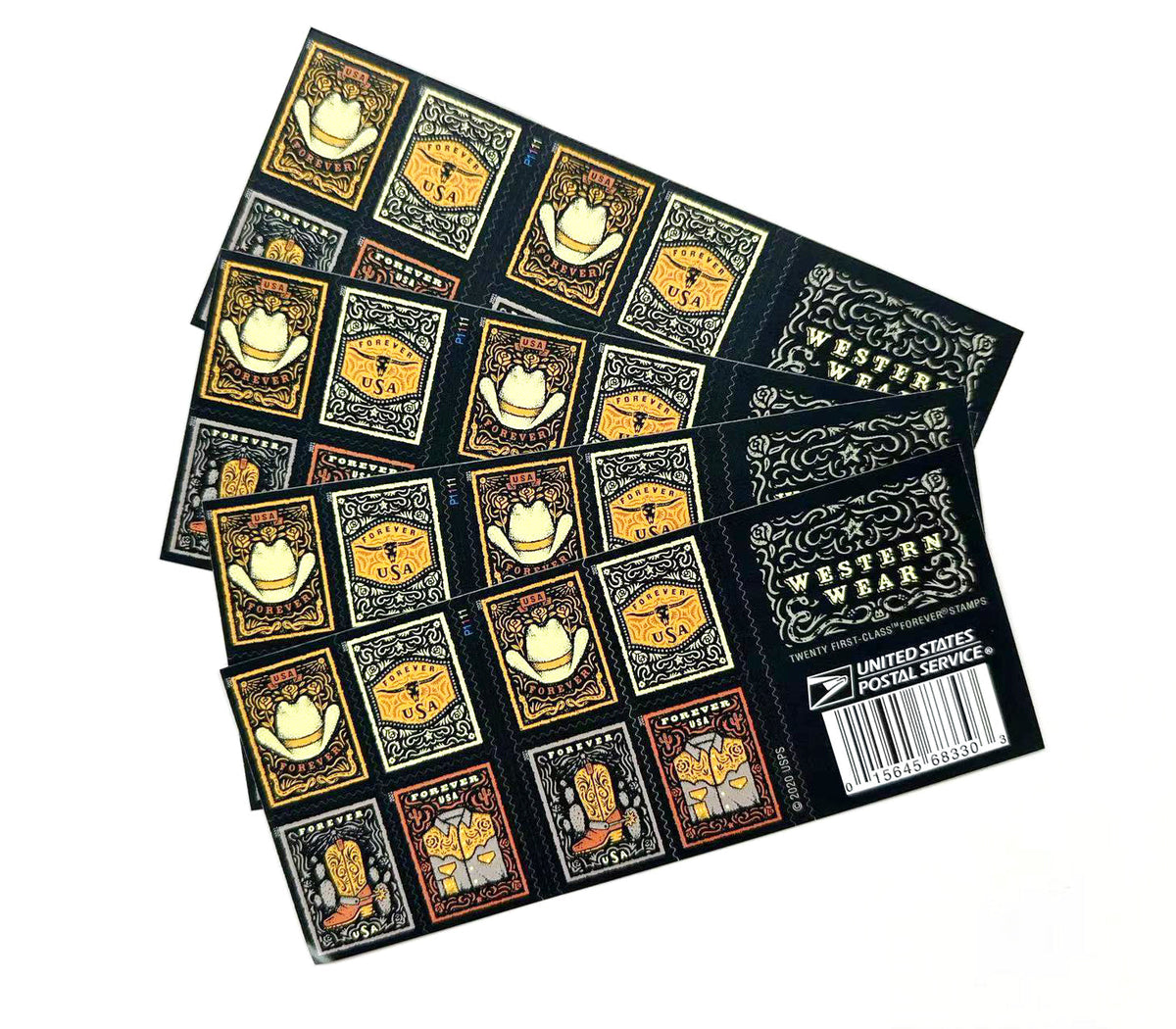 Western Wear (Cowboy Hat, Belt Buckle, Cowboy Boot with Spur, Western Shirt) Forever Postage Stamps Secondary image