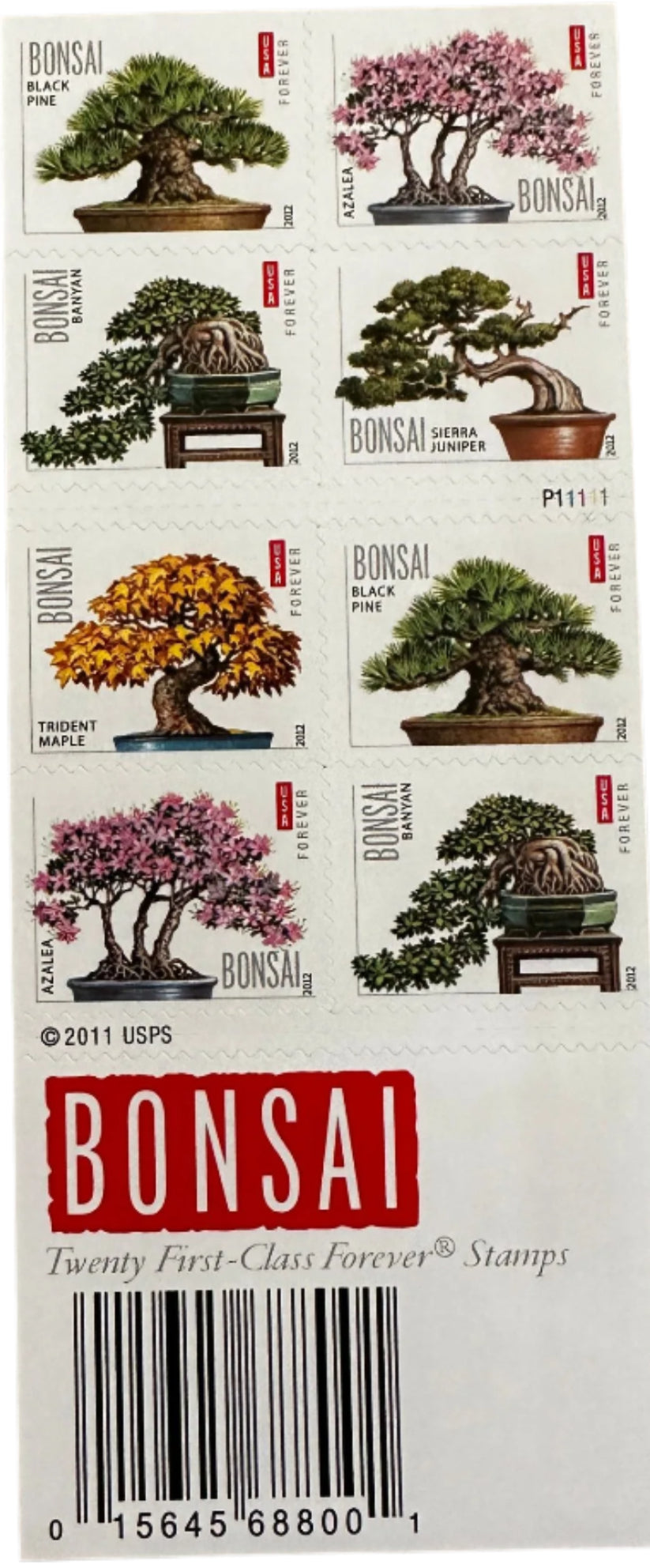 Bonsai stamp booklet front and back