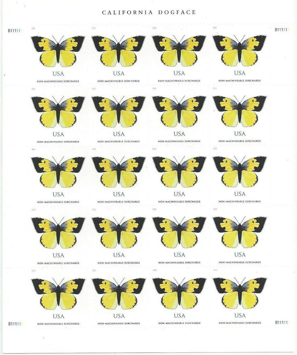 California Dogface Butterfly nonmachinable stamp pane