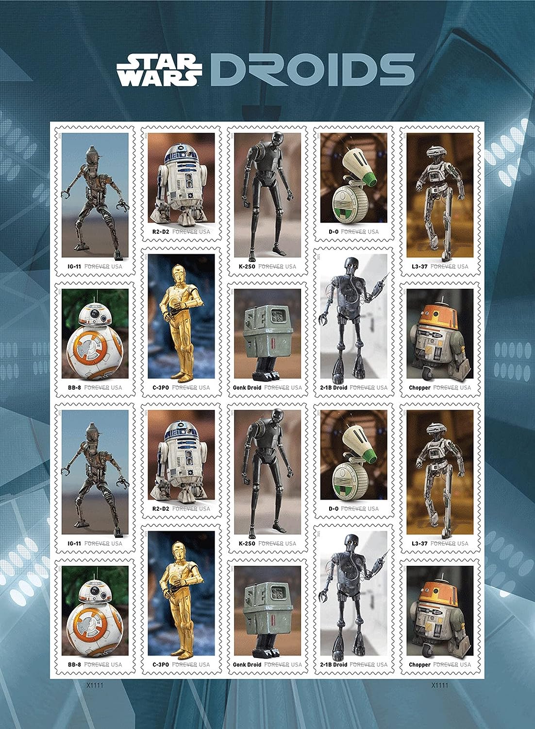 Star Wars Droids Forever stamp sheet Main image