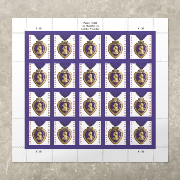Purple Heart Medal Forever stamp sheet