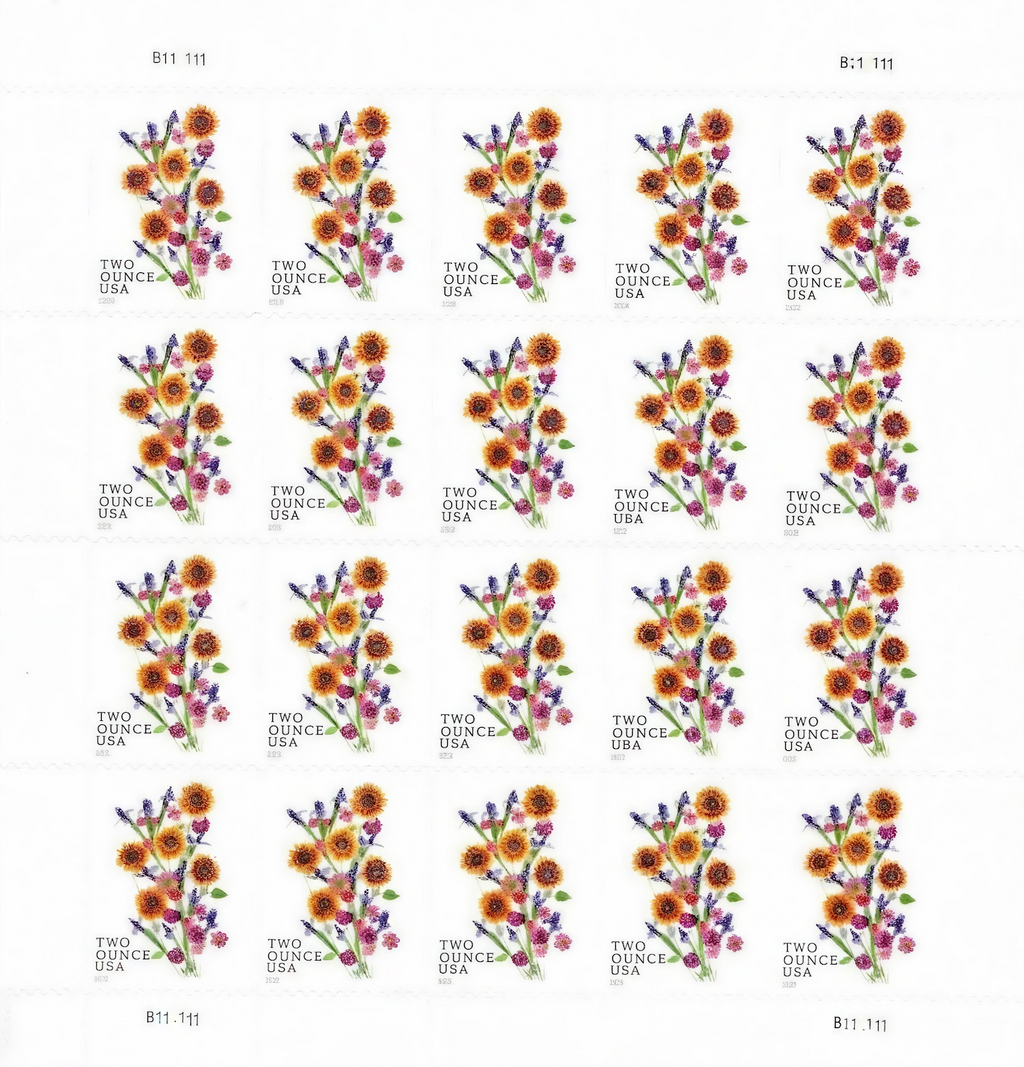 Sunflower Bouquet Two Ounce Forever postage stamps