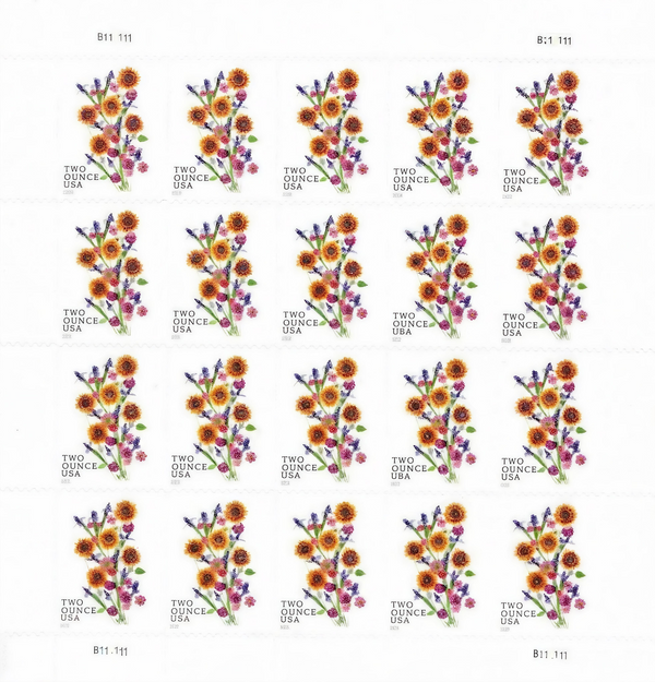 Sunflower Bouquet Two Ounce Forever postage stamps
