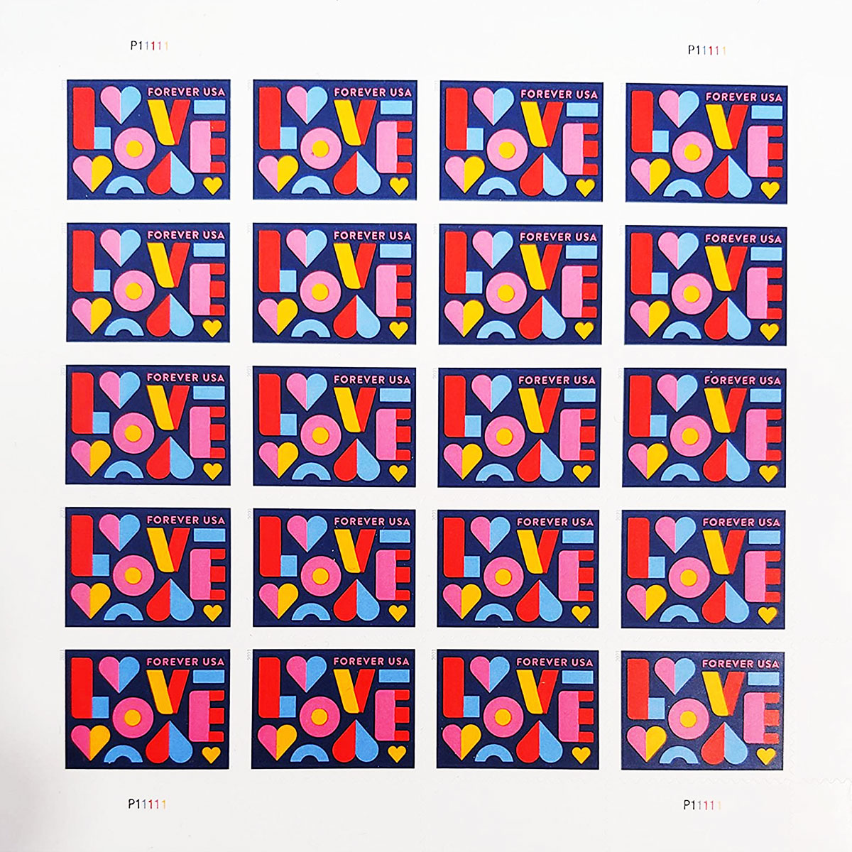 2021 Love Forever stamp sheet Main image