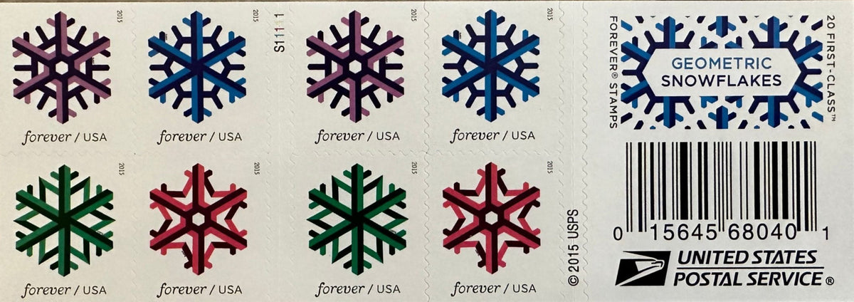 Geometric Snowflakes Forever First Class Postage Stamps Secondary image