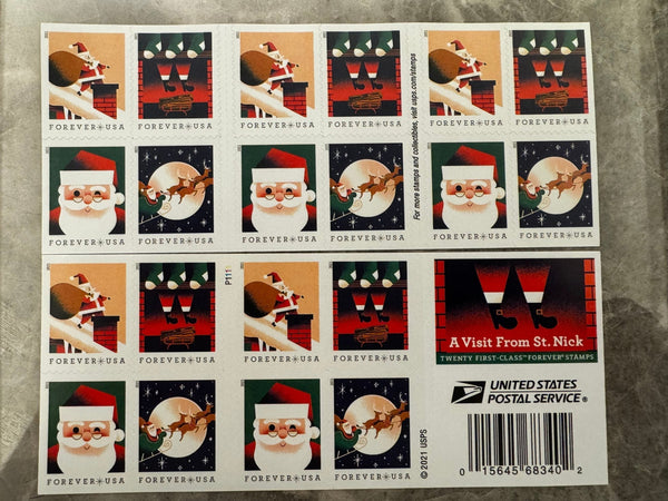 A Visit from St. Nick stamp booklet front and back