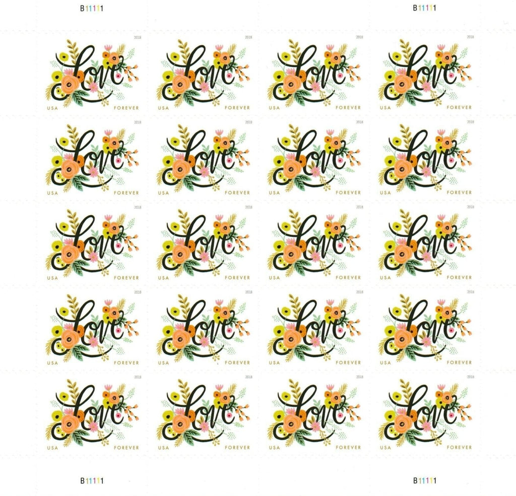 Love Flourishes Forever stamp sheet