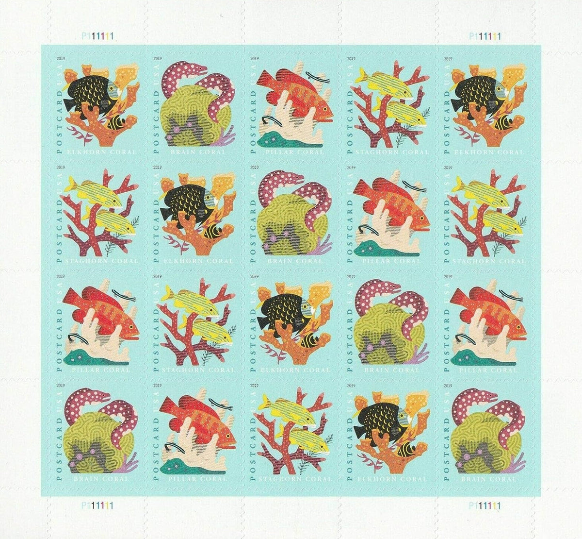Coral Reefs postcard stamp pane Main image