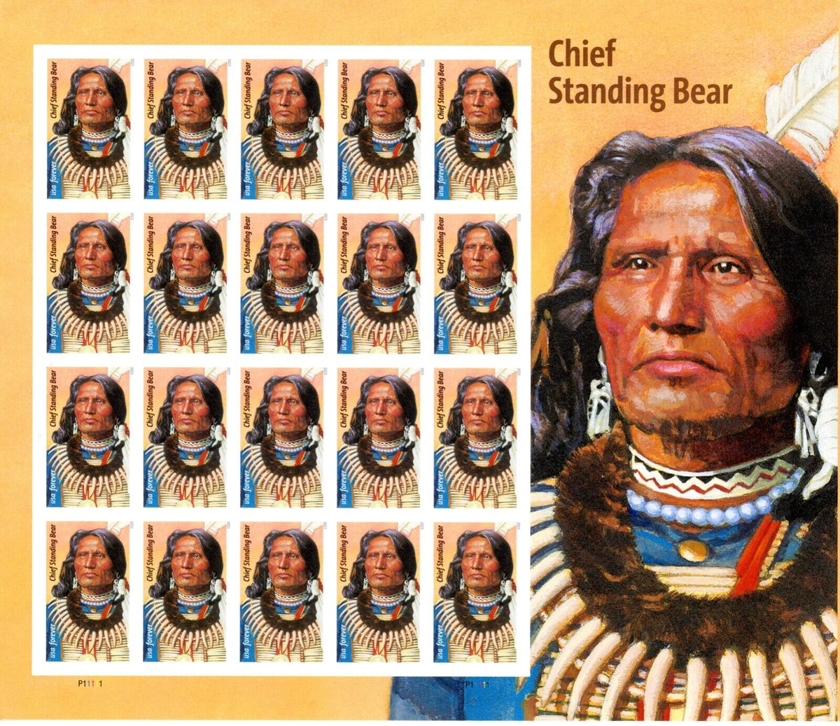 Chief Standing Bear Forever stamp sheet and portrait Main image
