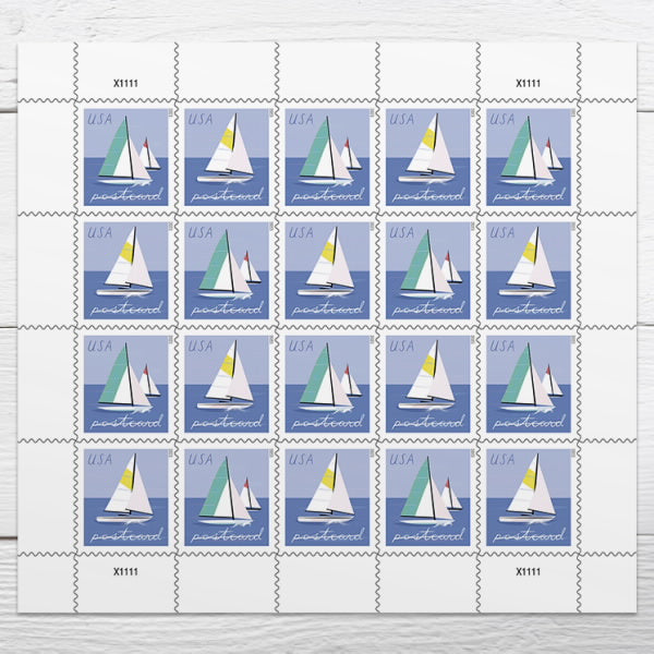 2023 Sailboats postcard stamp pane of 20 Main image