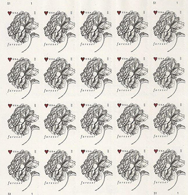 Antique rose Forever stamp sheet Main image