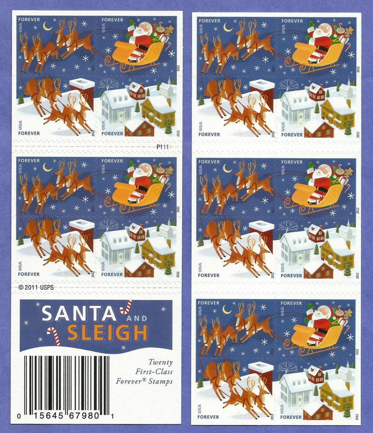Santa and Sleigh Forever stamp booklet Main image